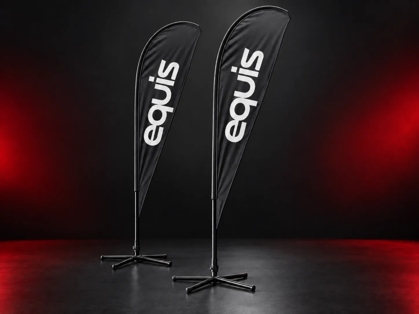Fly banner personalizado con logo de empresa, producción de FOCUS+