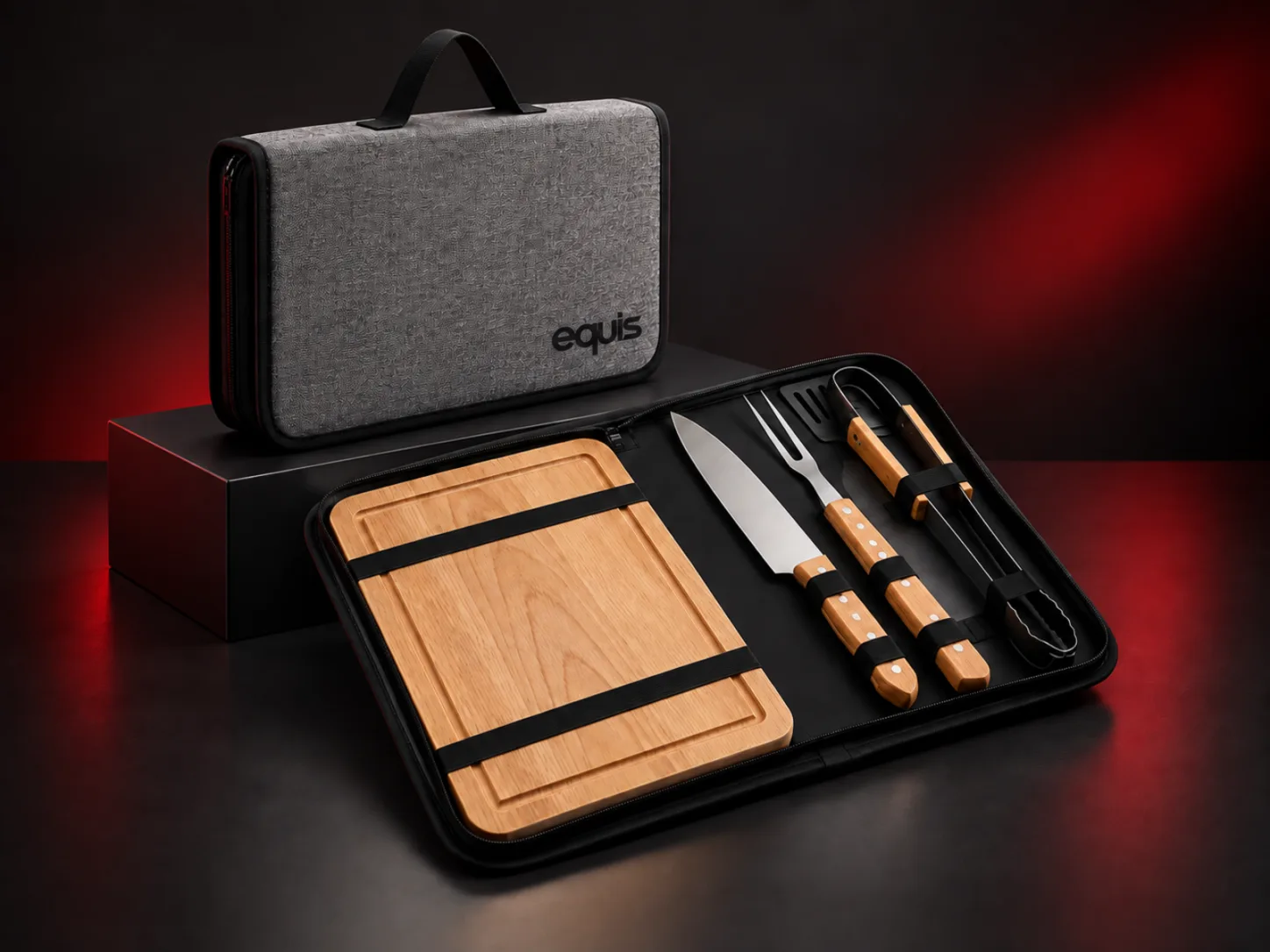 Set de asado personalizado con logo de empresa, producción de FOCUS+