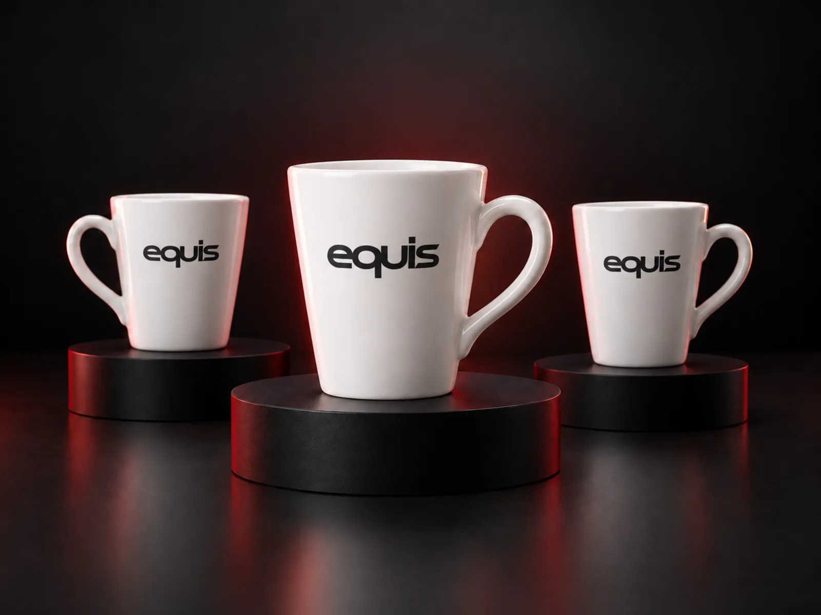 Taza cerámica cónica personalizada con logo de empresa, producción de FOCUS+