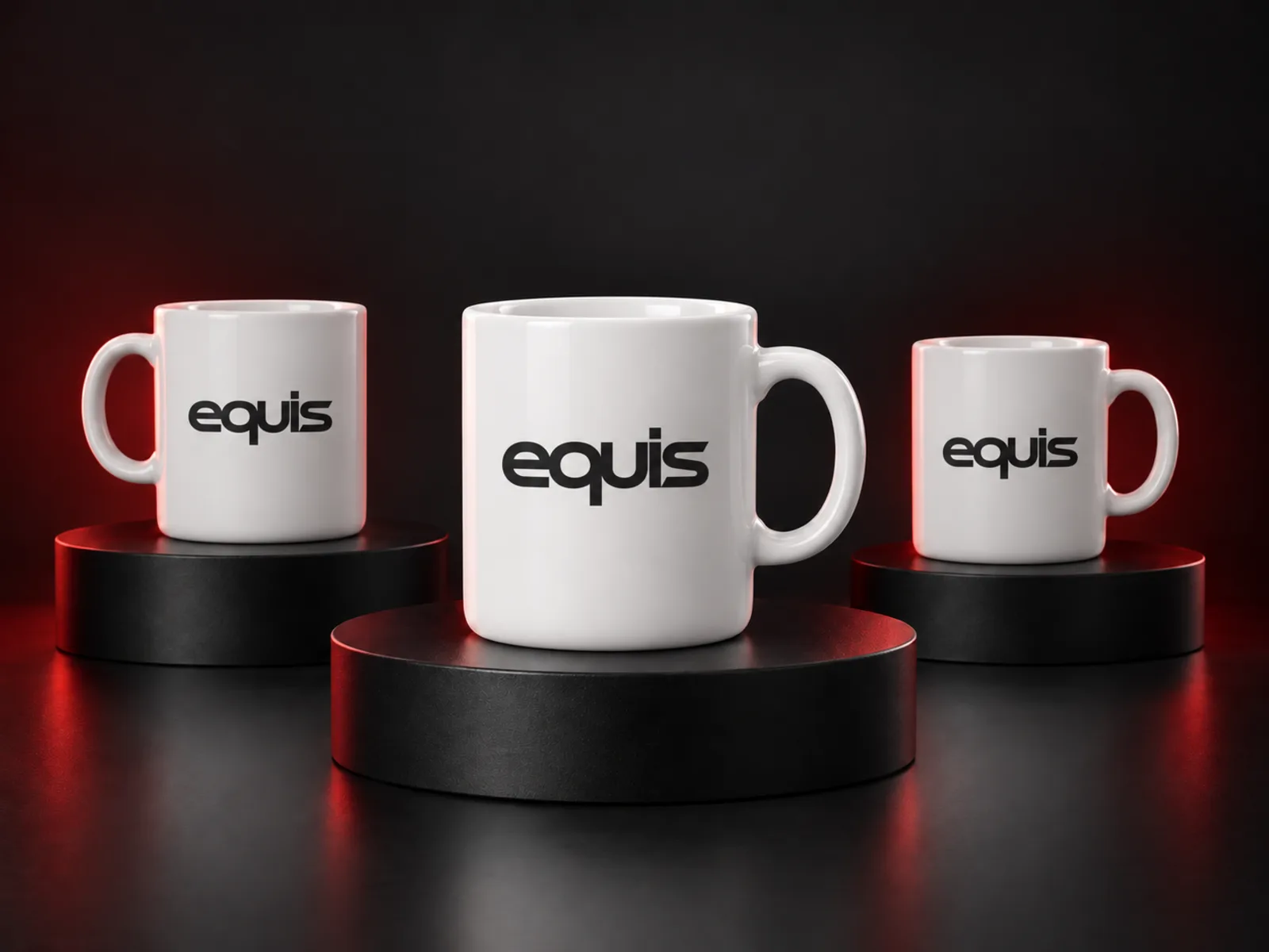 Taza cerámica recta personalizada con logo de empresa, producción de FOCUS+