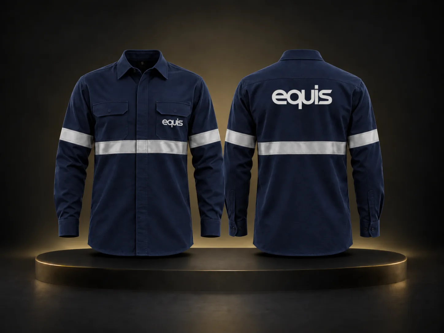 Camisa manga larga con refractario personalizada con logo de empresa, producción de FOCUS+