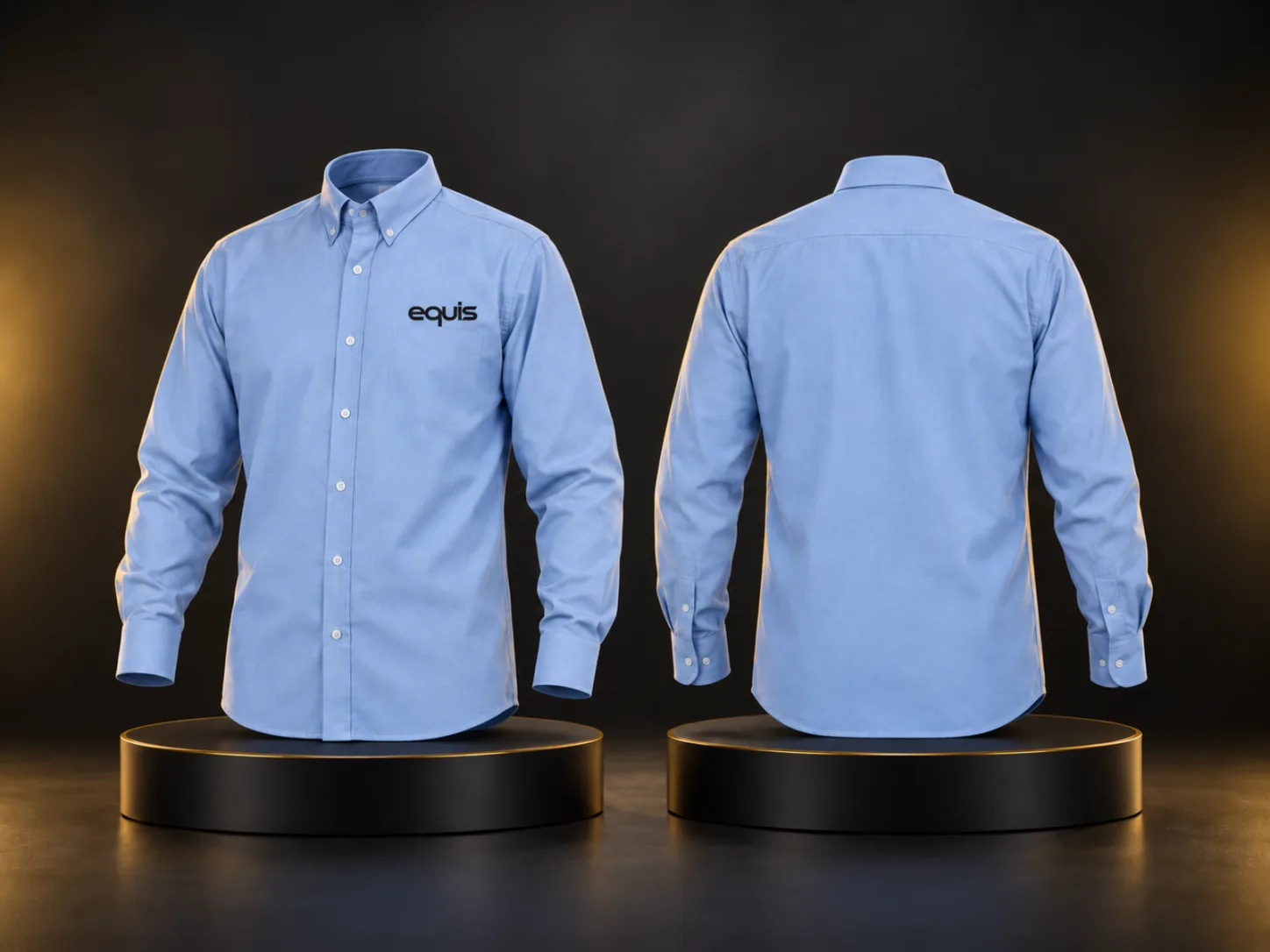 Camisa tipo oficina personalizada con logo de empresa, producción de FOCUS+