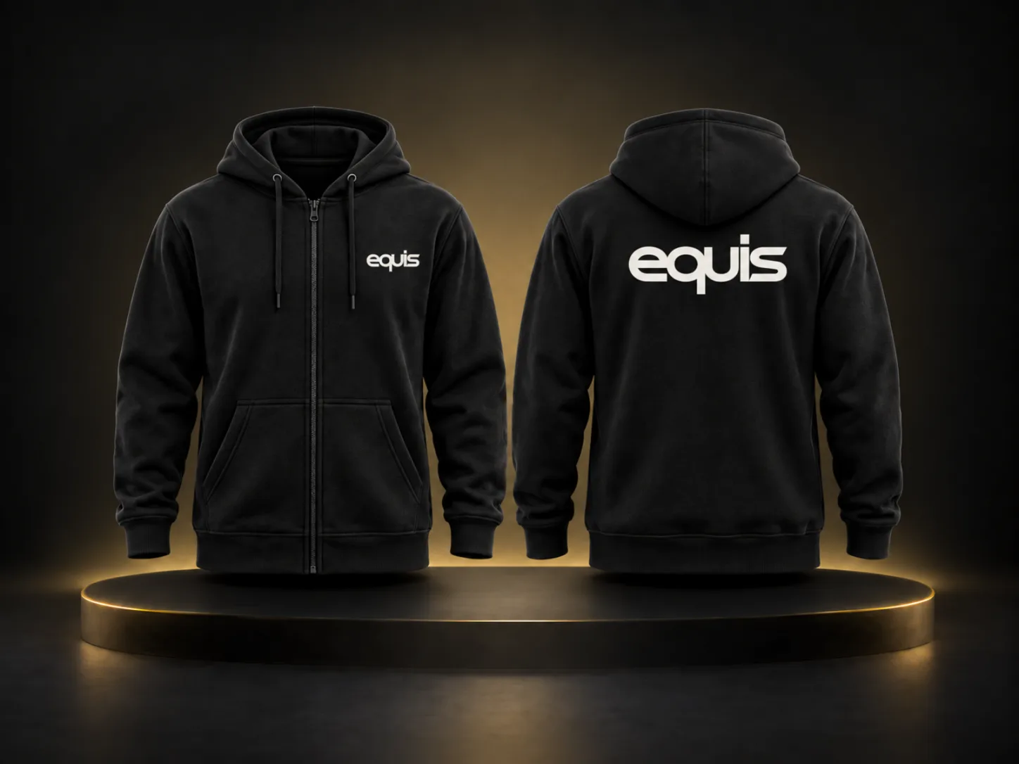 Campera de frisa con capucha personalizada con logo de empresa, producción de FOCUS+
