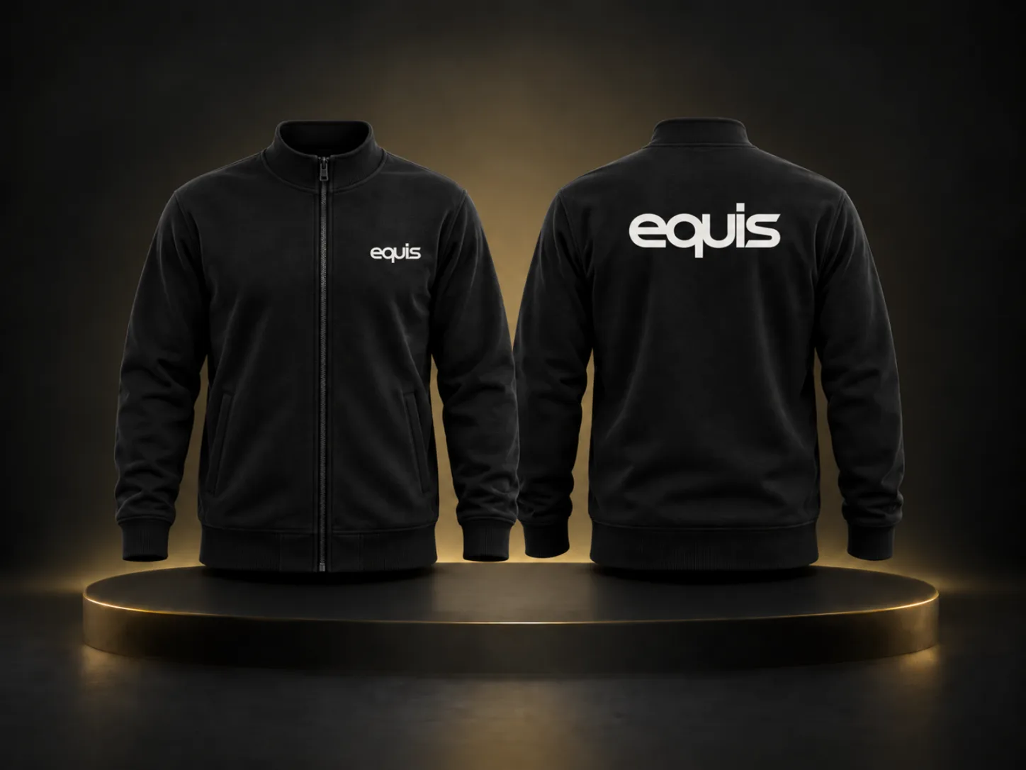 Campera de frisa sin capucha personalizada con logo de empresa, producción de FOCUS+