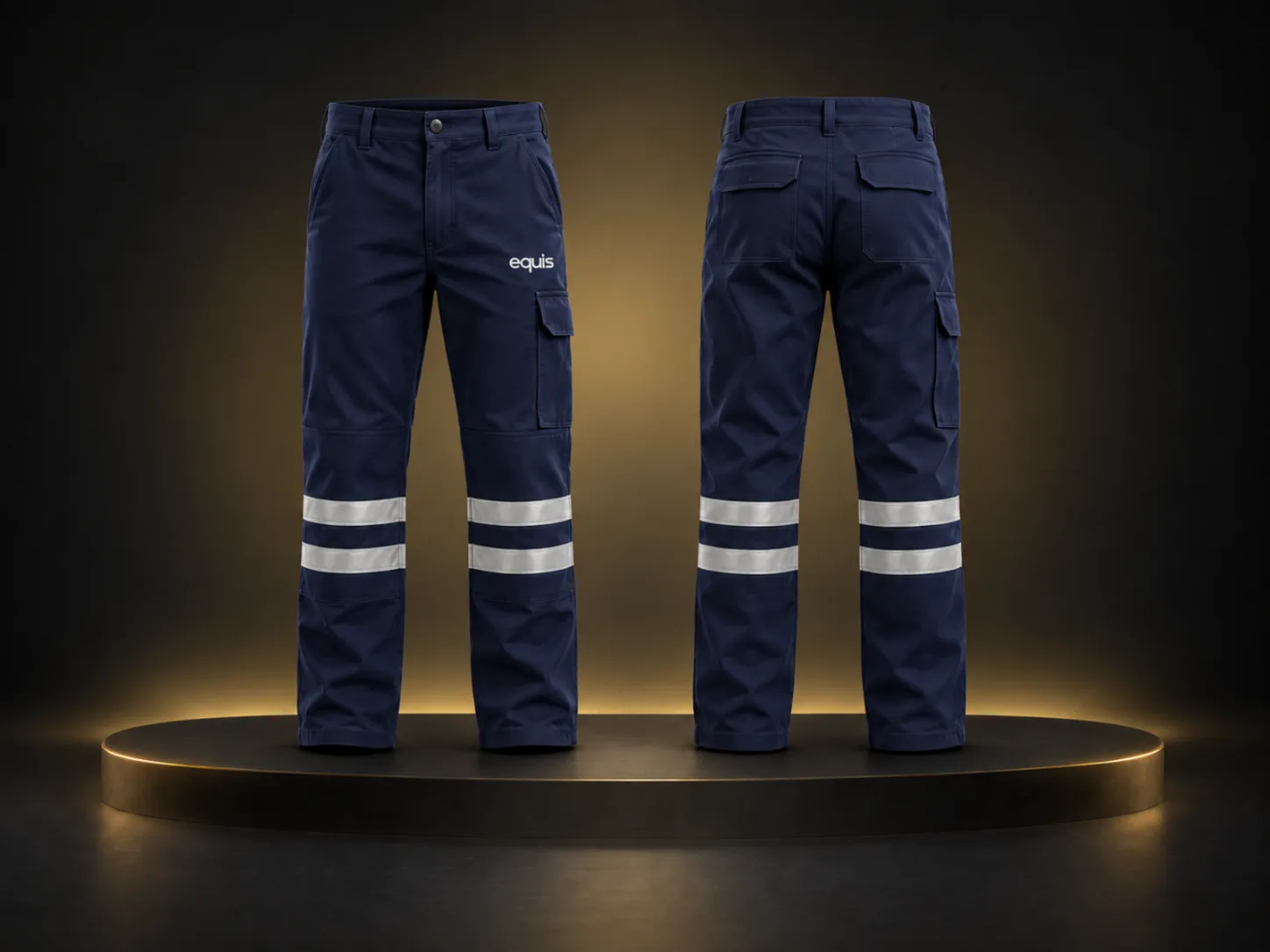 Pantalón cargo con refractario personalizado con logo de empresa, producción de FOCUS+