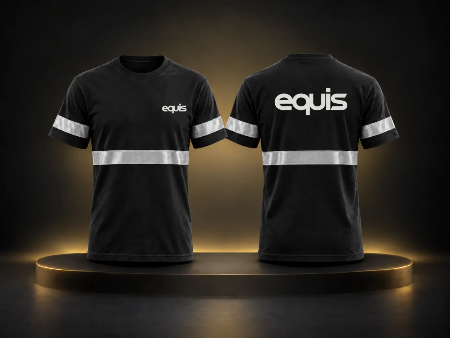 Remera manga corta de algodón peinado con refractario personalizada con logo de empresa, producción de FOCUS+