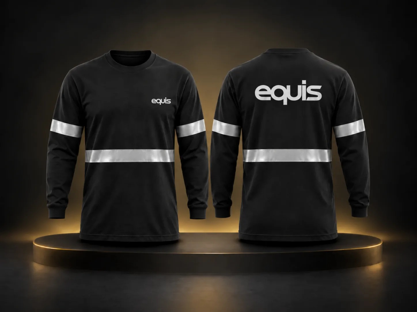 Remera manga larga con refractario personalizada con logo de empresa, producción de FOCUS+